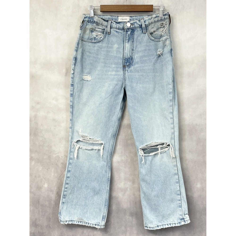 FRAME Le High N Tight Crop Mini Boot Jeans Womens 28 Distressed Grunge‎ Indie